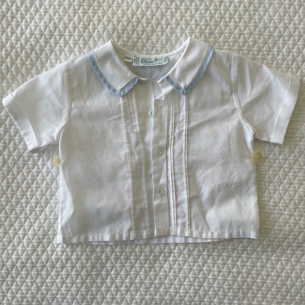 Feltman Bros Blue and White Shirt Handmade 6-9 months